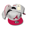 Atlanta Braves Gray and Red with Front and Back Embroidery Snapback Cap