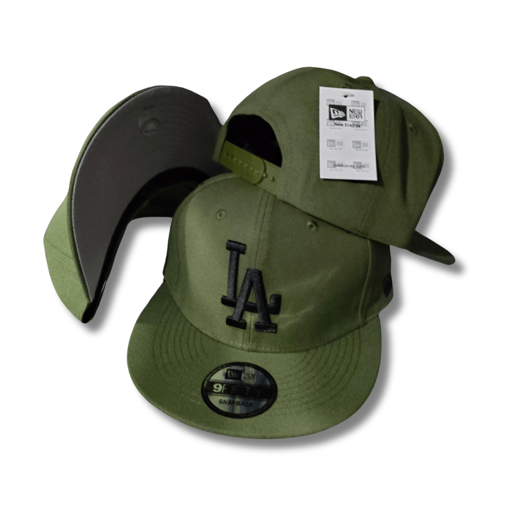 Los Angeles Dodgers Olive Green with Black Embroidered Logo Snapback Cap