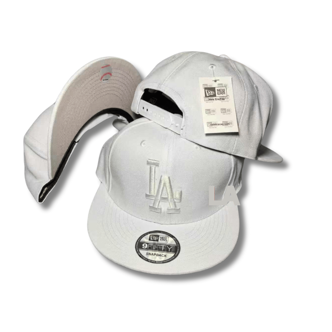 Los Angeles Dodgers All White with Embroidered White Logo Snapback Cap