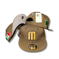 Mexico Baseball Brown with Gold Embroidered Logo and Flag Patches Snapback Cap