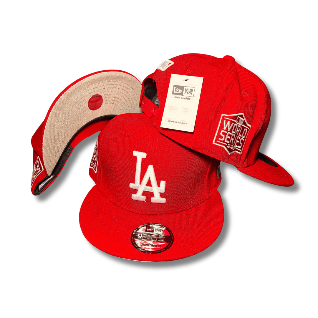 LA Baseball Team with World Series Side Patch and White Embroidered Logo Red Snapback Cap