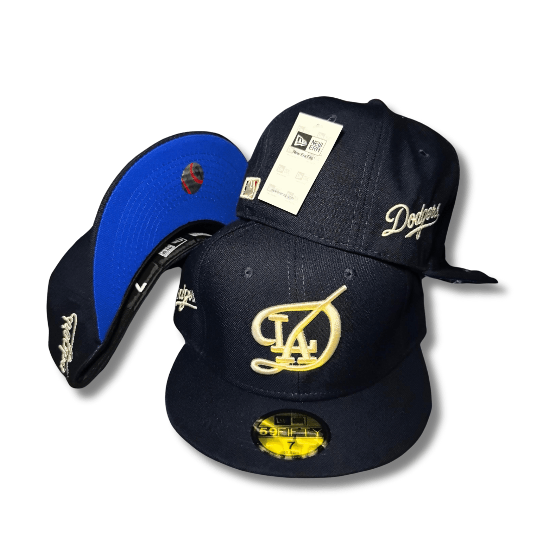 Los Angeles Dodgers Navy with Gold Embroidery and Blue Undervisor Fitted Cap