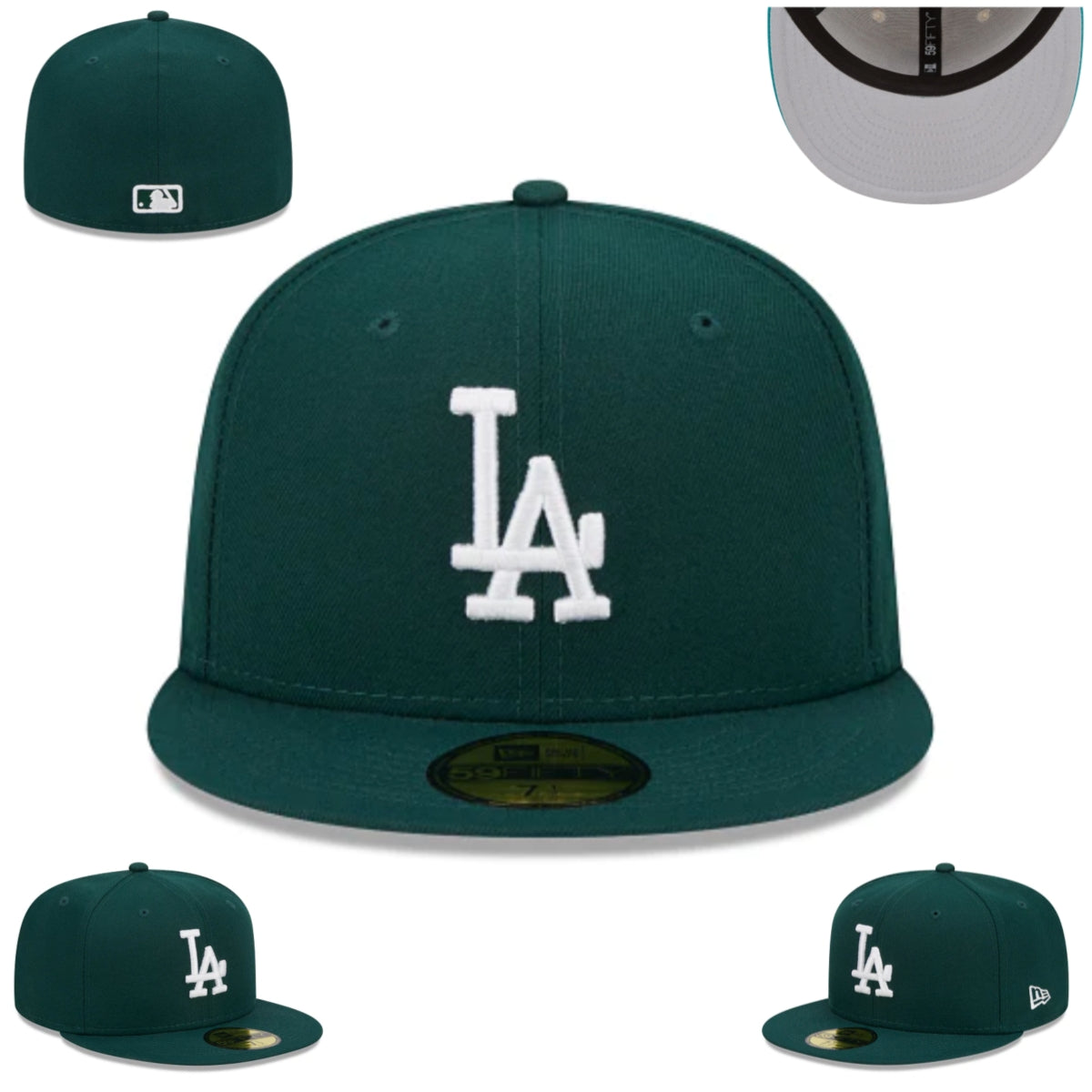 Los Angeles Dodgers Fitted Hat - Forest Green with Contrasting Gray Undervisor