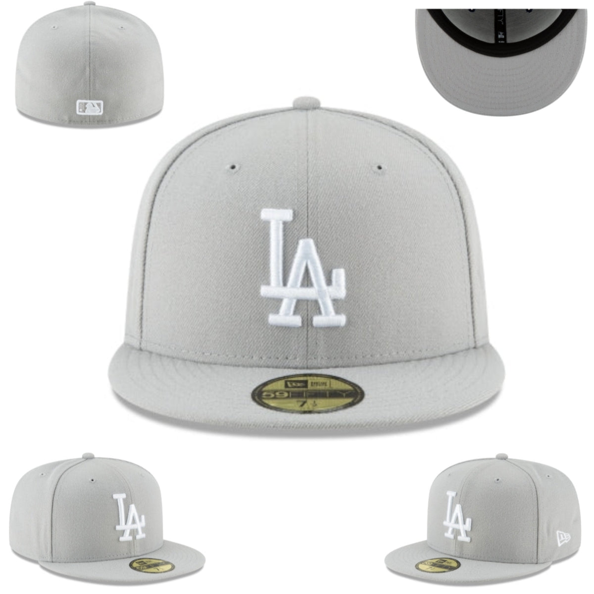 Los Angeles Dodgers Fitted Hat - Light Gray with White Logo and Gray Undervisor