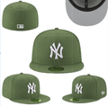 New York Yankees Fitted Hat - Olive Green with White Logo and Gray Undervisor