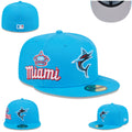 Miami Marlins Crowned Script Hat with Gray Undervisor - Light Blue
