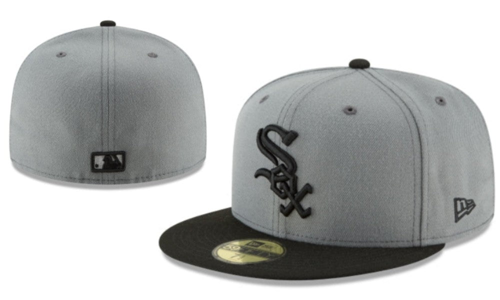 Chicago White Sox Fitted MLB Hat with Black Logo and Brim - Gray