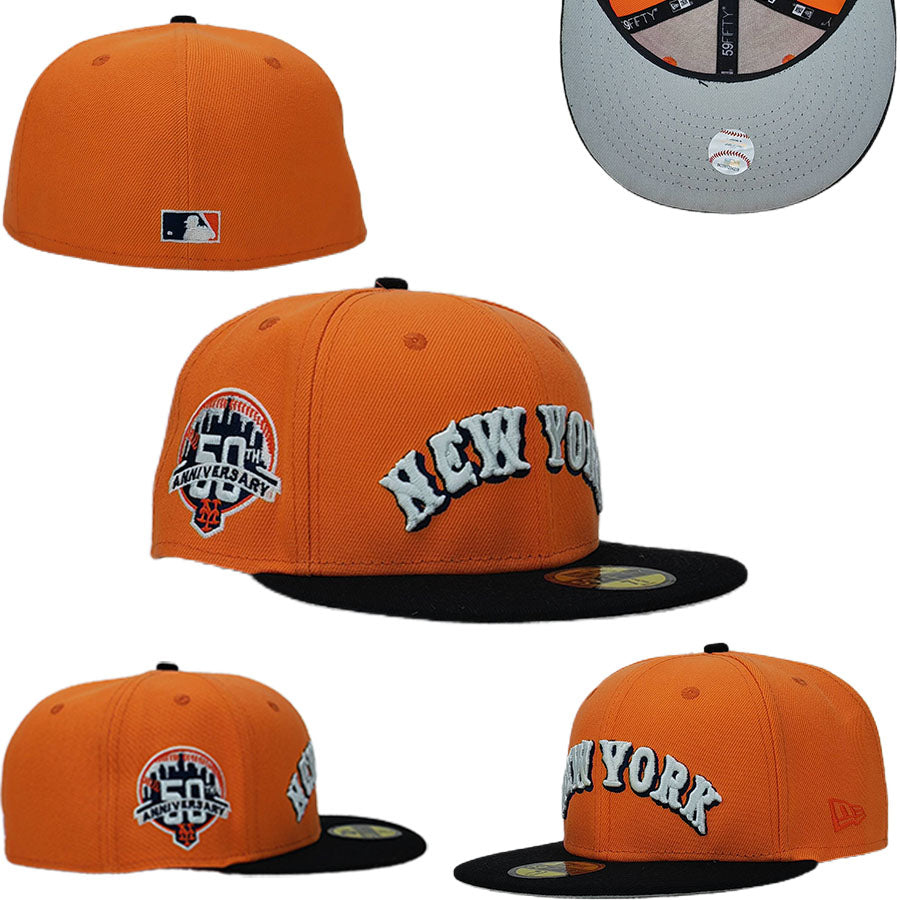 New York Mets 50th Anniversary 59FIFTY Hat - Orange and Black