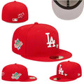 Los Angeles Dodgers Red Fitted Hat with 1959 World Series Patch and "Love & Hustle" Embroidery