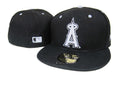 Los Angeles Angels Black Fitted Cap - MLB Hat with White Embroidered Logo