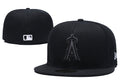 Los Angeles Angels Blackout Fitted Cap - Stealth Black MLB Hat with Embroidered Logo