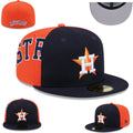 Houston Astros Navy and Orange Split Fitted Cap - Embroidered Logo