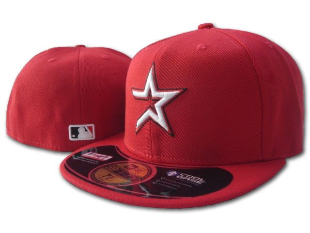 Houston Astros Red Fitted Cap with Silver Star Embroidery - MLB Baseball Hat