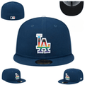 Los Angeles Dodgers Fitted Hat with Rainbow Logo - Navy Blue