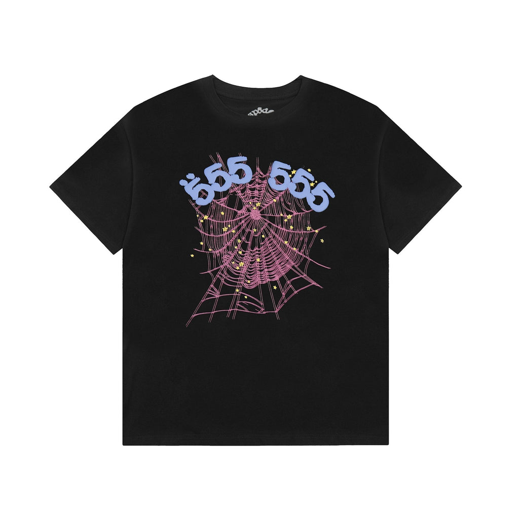 Sp5der 666 Spiderweb Graphic T-Shirt in Black — hero