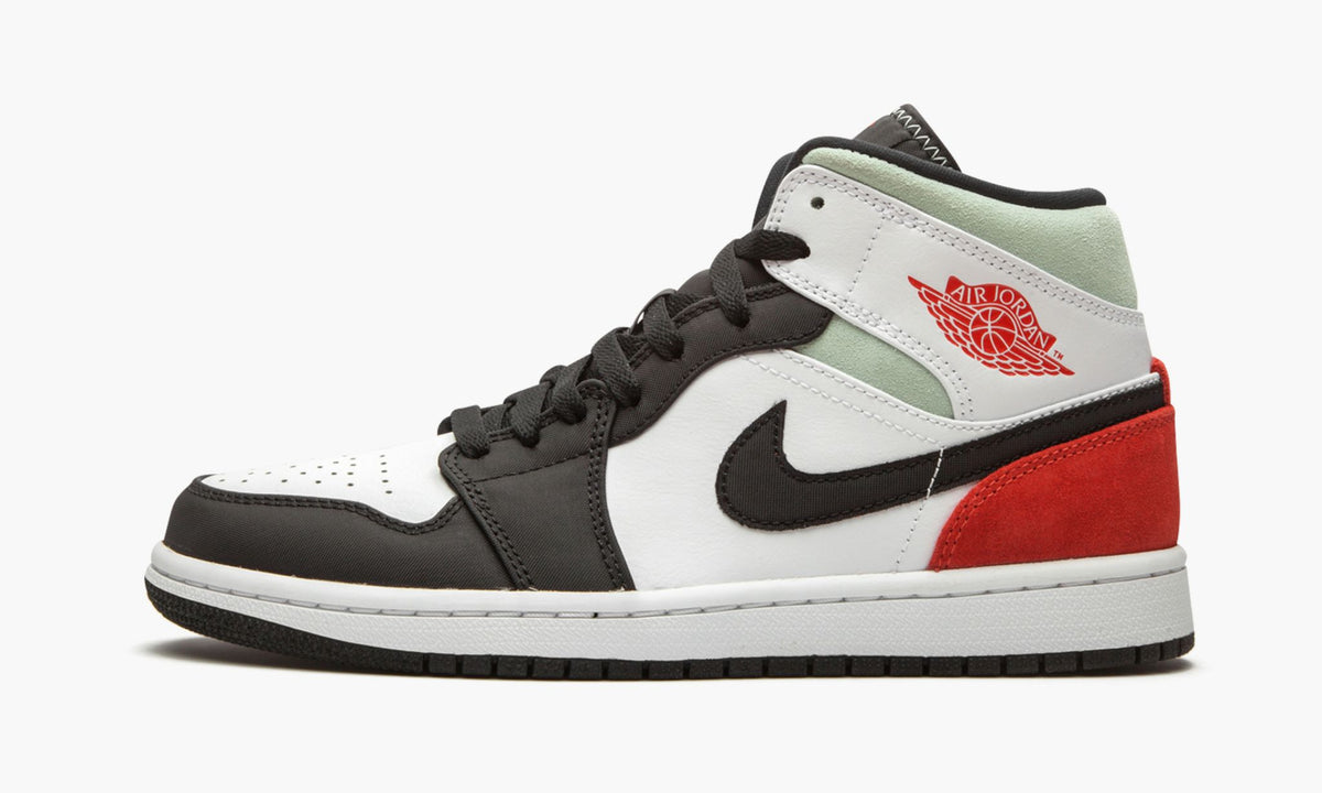 Jordan 1 Mid SE Red Grey Black Toe Sneakers