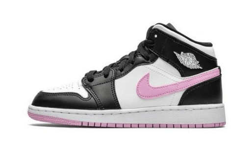 Jordan 1 Mid White Black Light Arctic Pink Sneakers