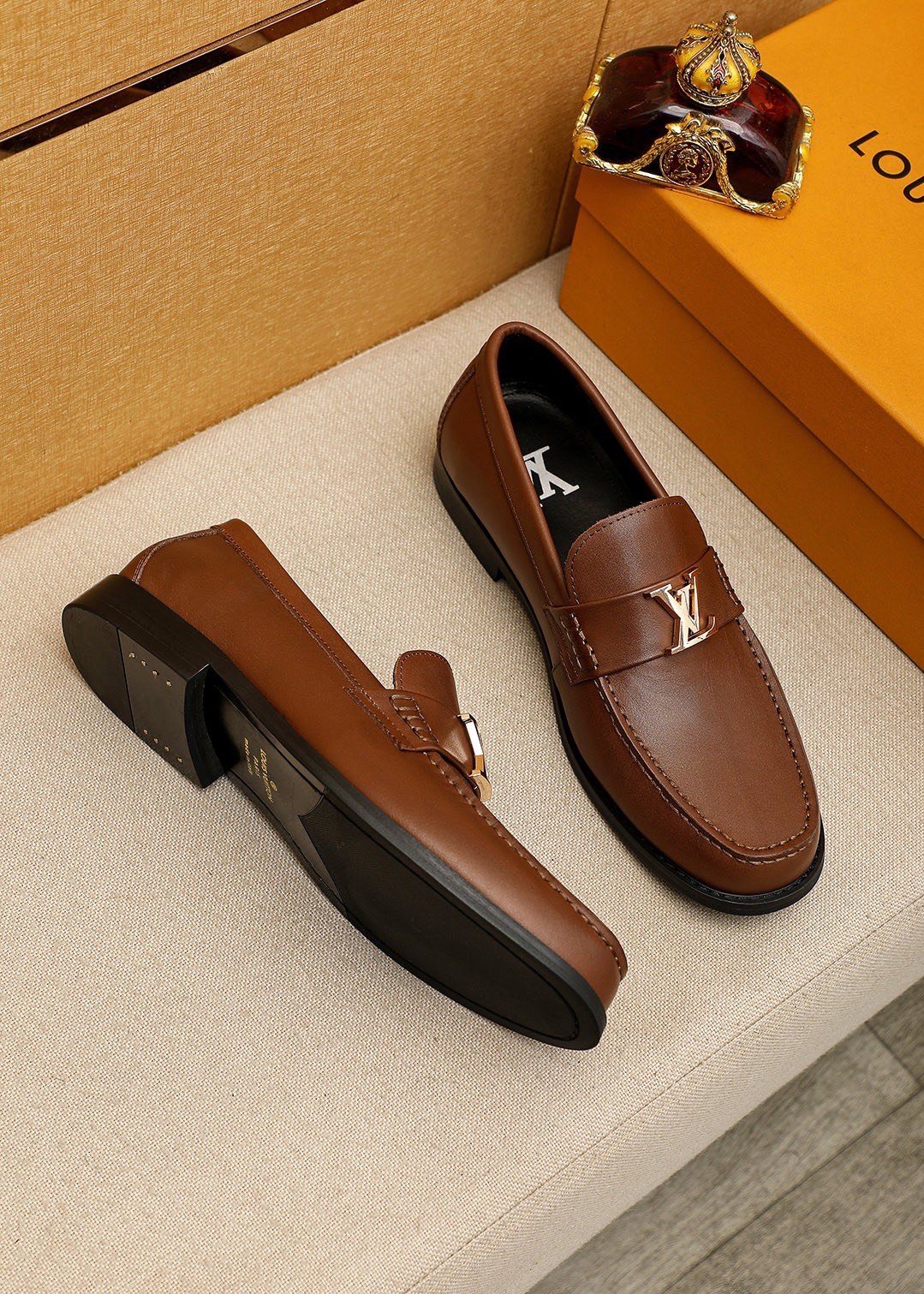 Louis Vuitton Brown Buckle Loafers — front