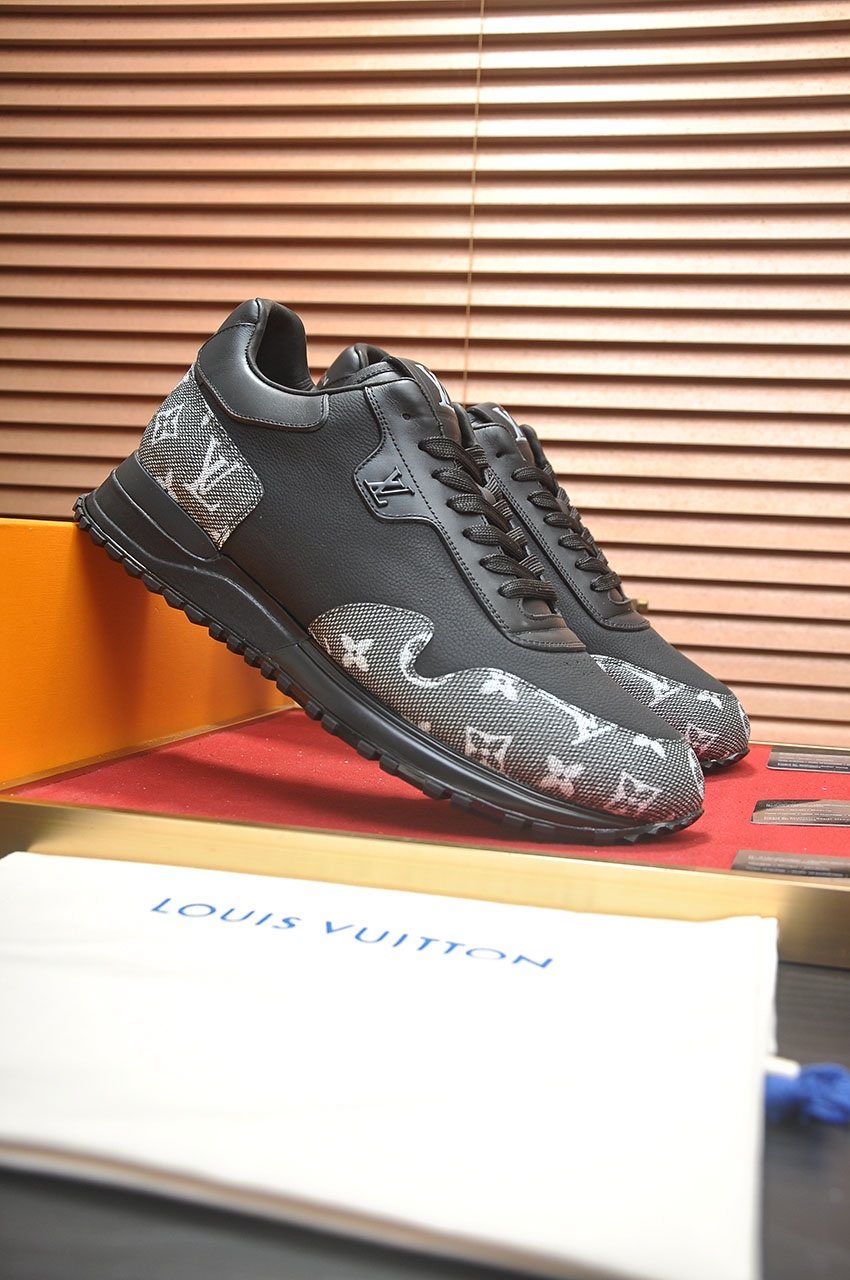 Louis Vuitton Black and Gray Low-Top Sneakers — side