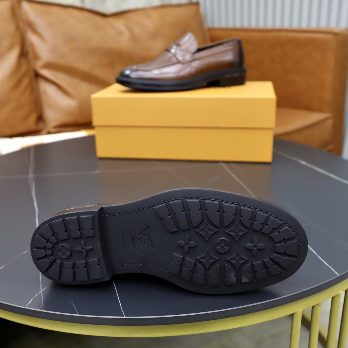 Louis Vuitton Brown Penny Loafers — detail