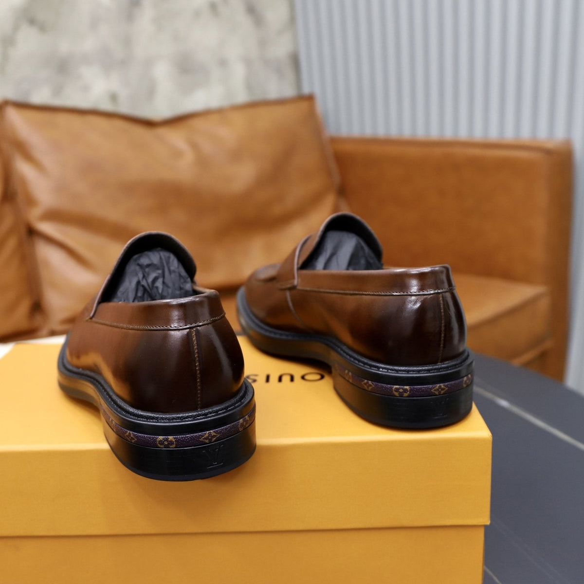 Louis Vuitton Brown Penny Loafers — back