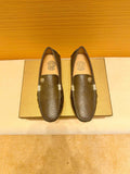 Versace Brown Textured Loafers — hero