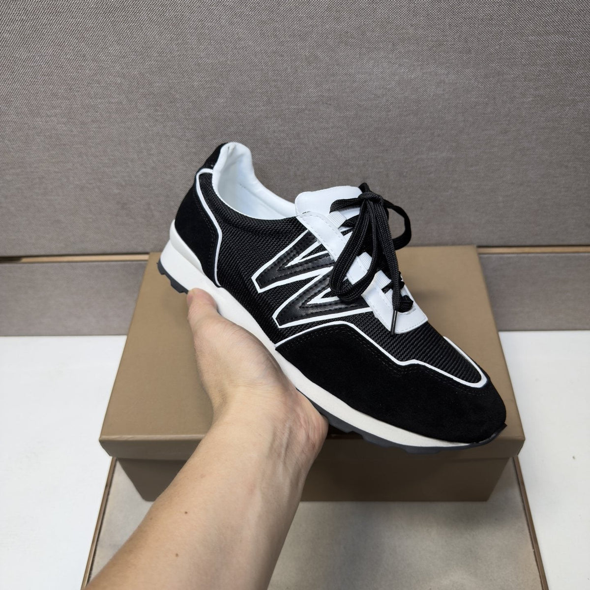J.M. Weston Black and White Panel Sneakers — model