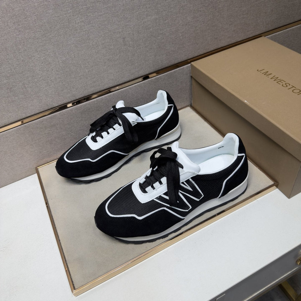 J.M. Weston Black and White Panel Sneakers — side