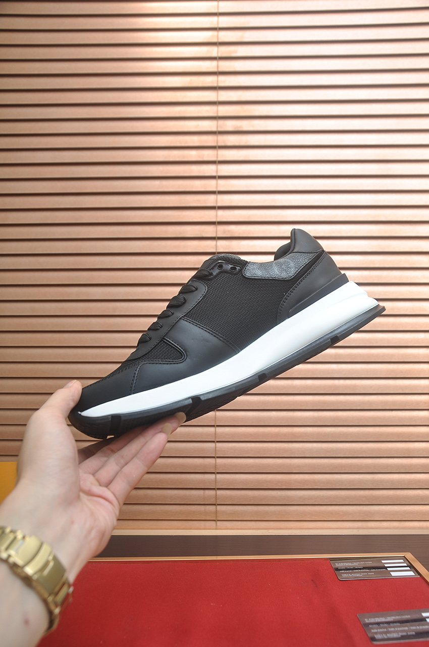 Louis Vuitton Black Leather Low-Top Sneakers — model
