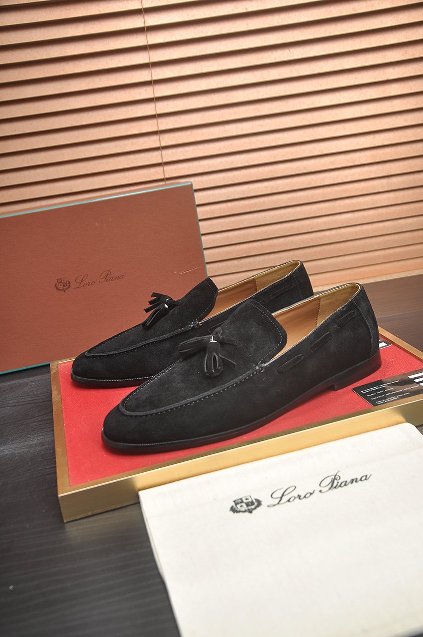 Loro Piana Suede Tassel Loafers — side