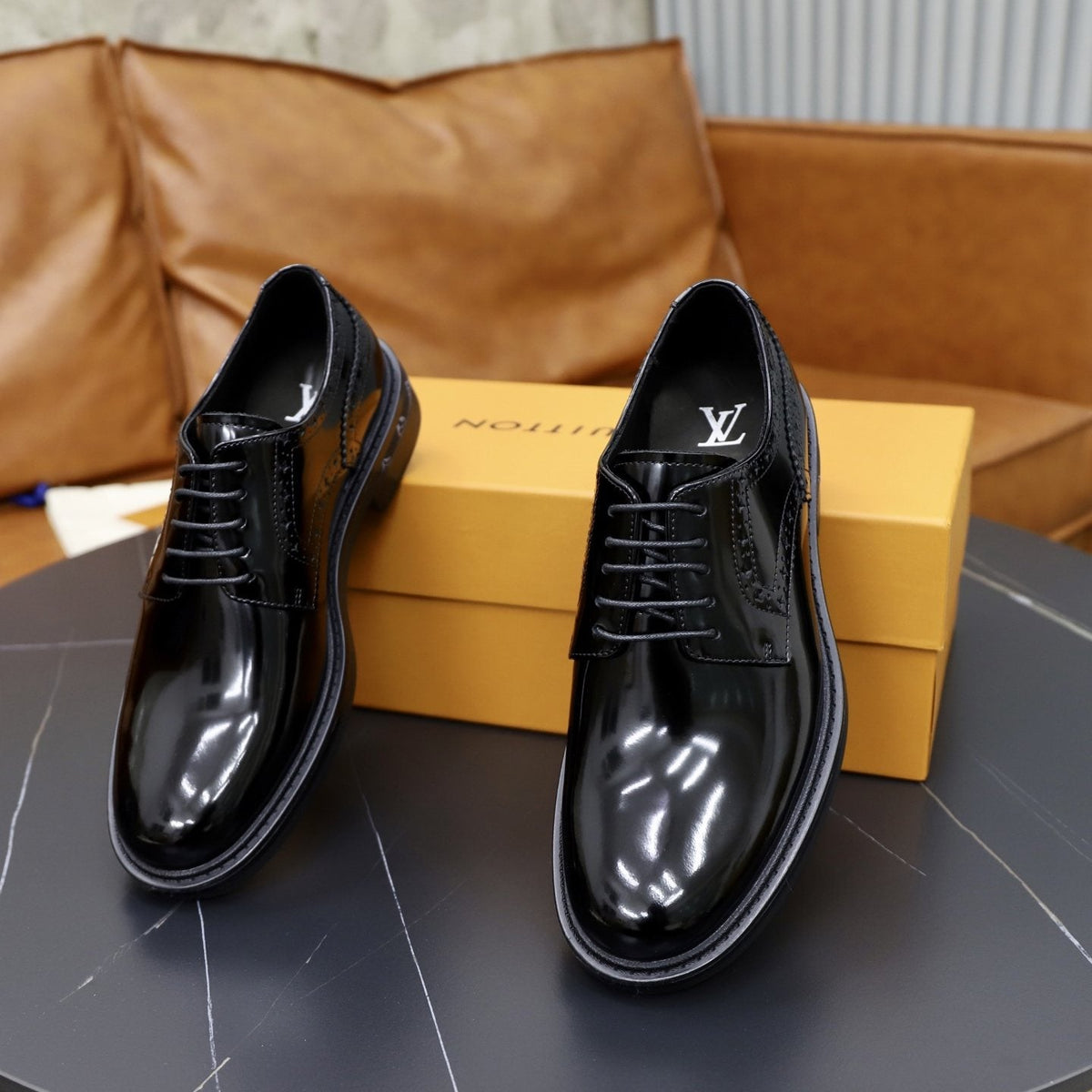 Louis Vuitton Brown Lace-Up Dress Shoes — front