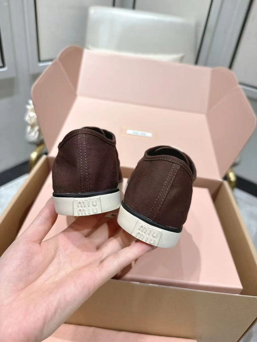 Miu Miu Low-Top Canvas Sneakers — back
