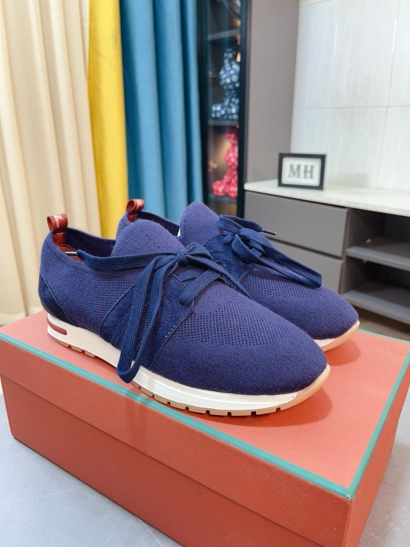 Loro Piana Knit Lace-Up Sneakers — front